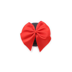 Paire de cache tétons adhésifs noir avec nœud papillon rouge 